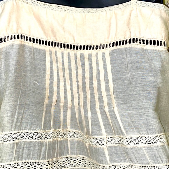 FALCON & BLOOM CREAM CAMI LACE, PLEATED, CUT-OUT ADJUSTABLE STRAPS TANK SZ S - Picture 9 of 13